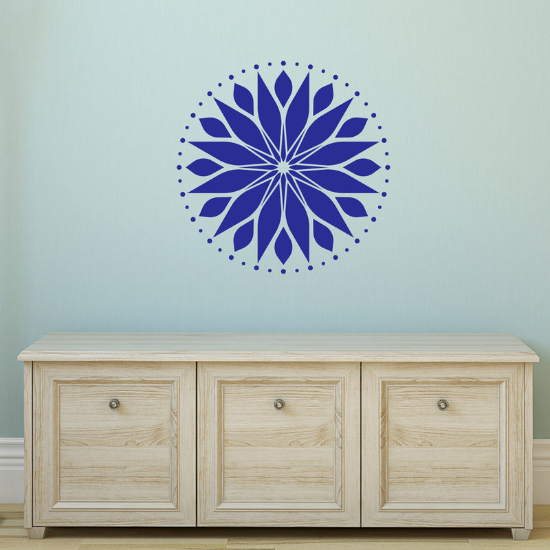 Vinyl Wall Art Decal - Circle Mandala - 23" x 23" - Adhesive Vinyl Sticker Decals - Home Apartment Workplace Decor - Yoga Studio Namaste Meditation Mandala Bohemian Flower (23" x 23"; Blue) 1