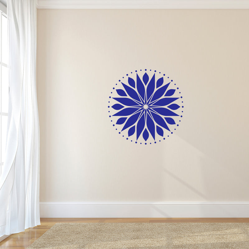 Vinyl Wall Art Decal - Circle Mandala - 23" x 23" - Adhesive Vinyl Sticker Decals - Home Apartment Workplace Decor - Yoga Studio Namaste Meditation Mandala Bohemian Flower (23" x 23"; Blue) 2