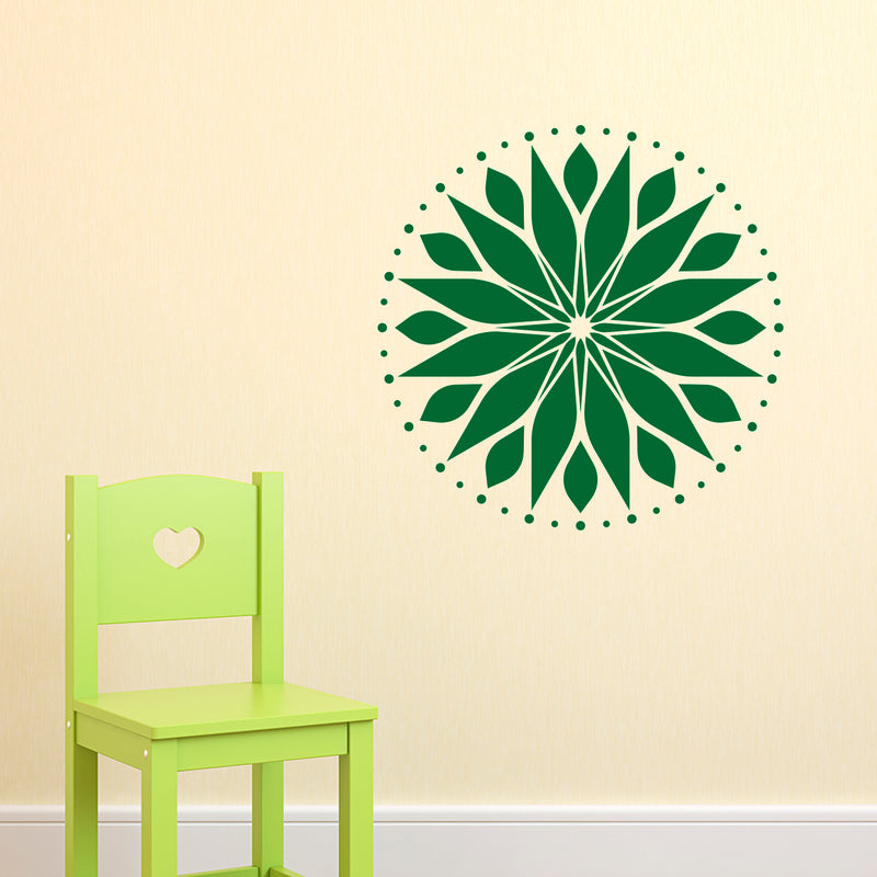 Vinyl Wall Art Decal - Circle Mandala - 23" x 23" - Adhesive Vinyl Sticker Decals - Home Apartment Workplace Decor - Yoga Studio Namaste Meditation Mandala Bohemian Flower (23" x 23"; Green) 2