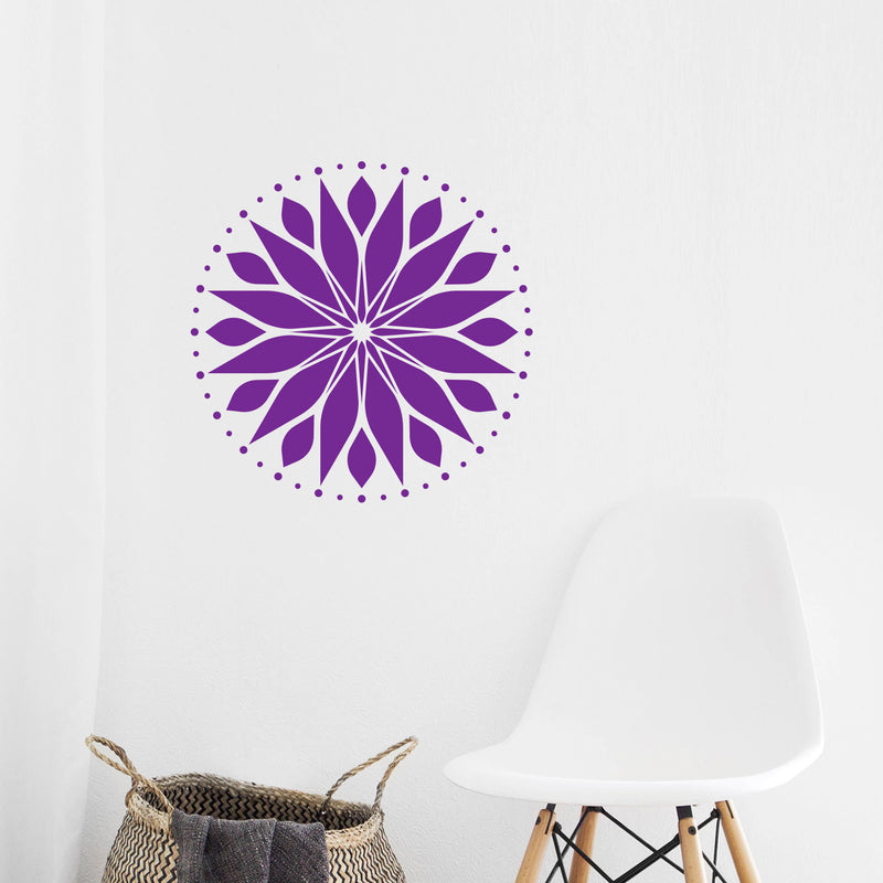 Vinyl Wall Art Decal - Circle Mandala - 23" x 23" - Adhesive Vinyl Sticker Decals - Home Apartment Workplace Decor - Yoga Studio Namaste Meditation Mandala Bohemian Flower (23" x 23"; Purple) 3