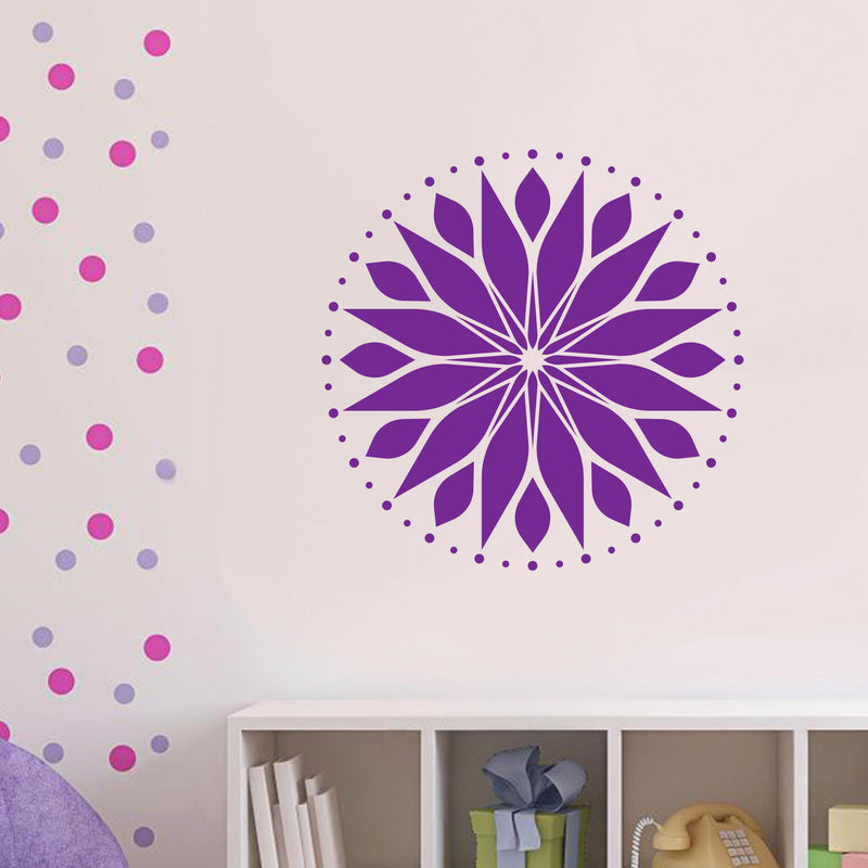 Vinyl Wall Art Decal - Circle Mandala - 23" x 23" - Adhesive Vinyl Sticker Decals - Home Apartment Workplace Decor - Yoga Studio Namaste Meditation Mandala Bohemian Flower (23" x 23"; Purple) 2