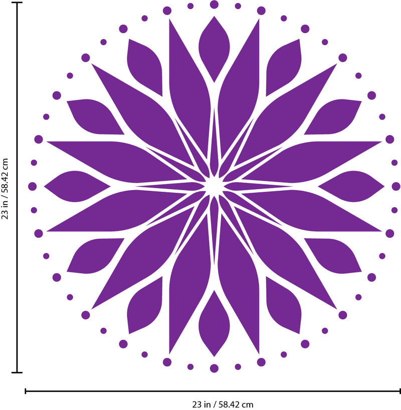 Vinyl Wall Art Decal - Circle Mandala - 23" x 23" - Adhesive Vinyl Sticker Decals - Home Apartment Workplace Decor - Yoga Studio Namaste Meditation Mandala Bohemian Flower (23" x 23"; Purple) 4