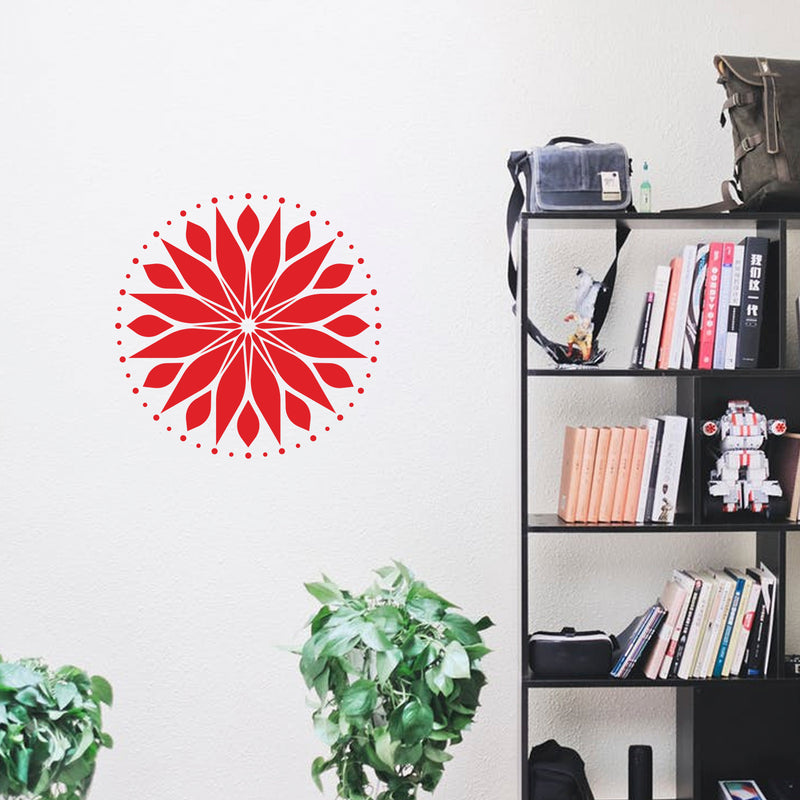 Vinyl Wall Art Decal - Circle Mandala - 23" x 23" - Adhesive Vinyl Sticker Decals - Home Apartment Workplace Decor - Yoga Studio Namaste Meditation Mandala Bohemian Flower (23" x 23"; Red) 2