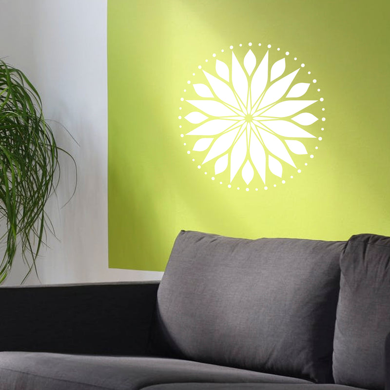 Vinyl Wall Art Decal - Circle Mandala - 23" x 23" - Adhesive Vinyl Sticker Decals - Home Apartment Workplace Decor - Yoga Studio Namaste Meditation Mandala Bohemian Flower (23" x 23"; White) 2