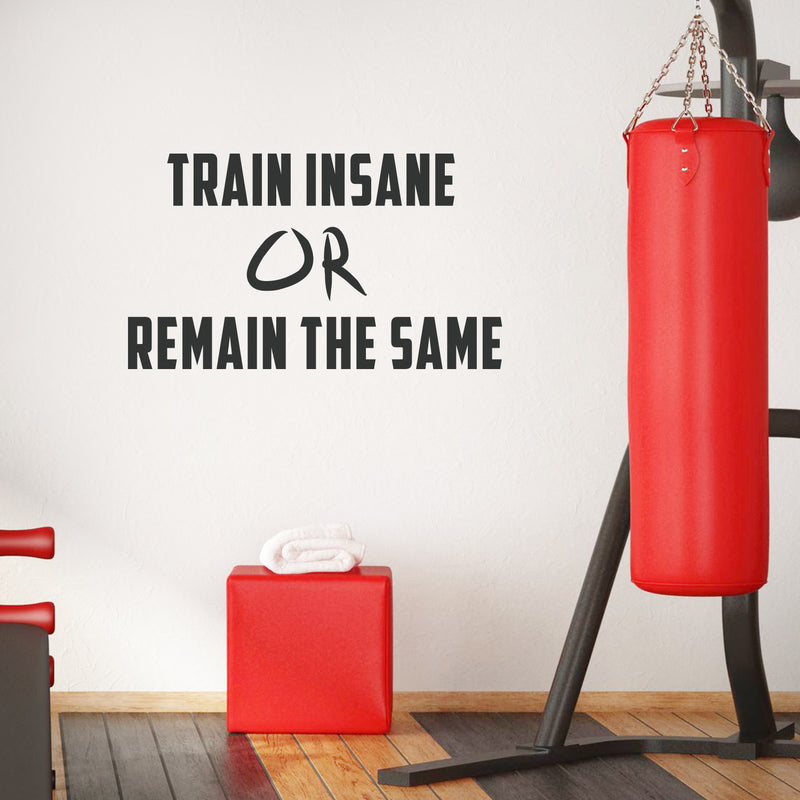 Vinyl Wall Art Decal - Train Insane Or Remain The Same - Indoor Outdoor Focus Determination Decoration Motivational Home Office Decor Gym Fitness Athletics Training Sticker Adhesive 3