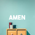 Vinyl Wall Art Decal - Amen - 5.5" x 20" - Religious Spiritual Faith Wall Art Sticker - Christianity Inspirational Phrase Decal Adhesive - God Bible Revelation Motivation Quote (5.5" x 20"; White) 1