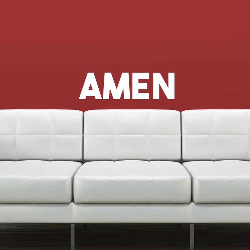 Vinyl Wall Art Decal - Amen - 5.5" x 20" - Religious Spiritual Faith Wall Art Sticker - Christianity Inspirational Phrase Decal Adhesive - God Bible Revelation Motivation Quote (5.5" x 20"; White) 2