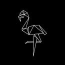 Vinyl Wall Art Decal - Geometric Flamingo - 23" x 15.5" - Stencil Adhesive Vinyl Sticker Decals For Home Apartment Workplace Use - Bird Design For Modern Living Room Bedroom Decor (23" x 15.5"; White) 1