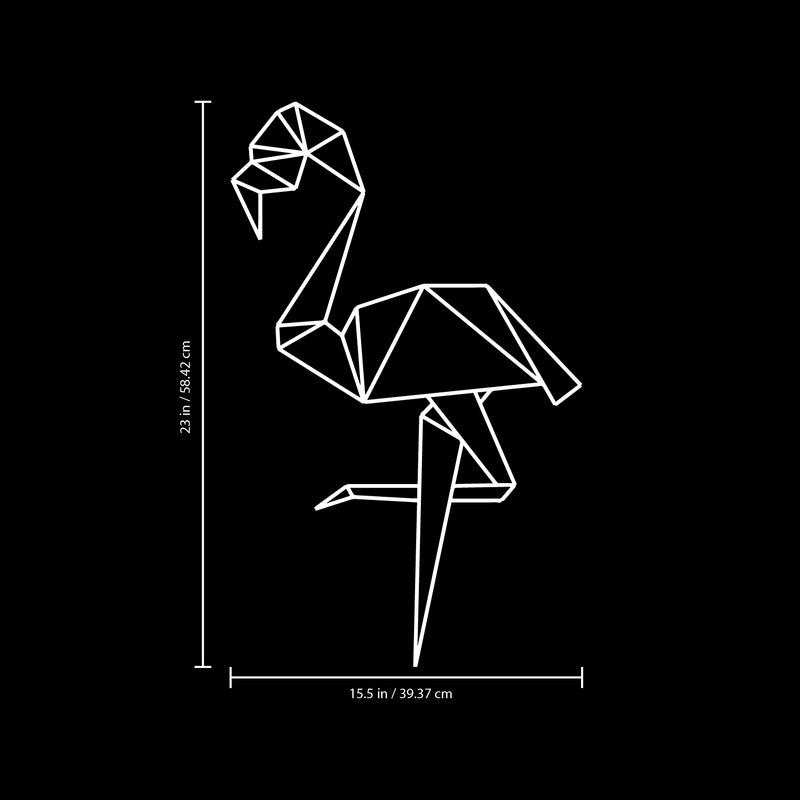 Vinyl Wall Art Decal - Geometric Flamingo - 23" x 15.5" - Stencil Adhesive Vinyl Sticker Decals For Home Apartment Workplace Use - Bird Design For Modern Living Room Bedroom Decor (23" x 15.5"; White) 4