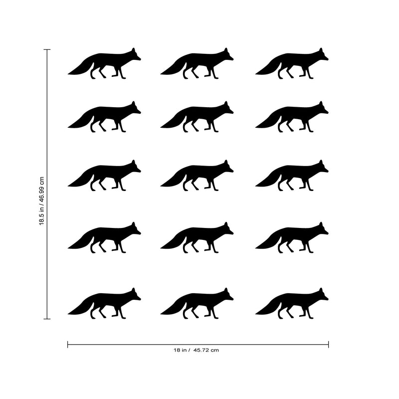 Set of 15 Vinyl Wall Art Decal - Fox Patterns - 2.Each - Stencil Adhesive Vinyl for Home Apartment Workplace Use - Cool Simple Shapes for Living Room Bedroom Decor (2.Each; Black) 4