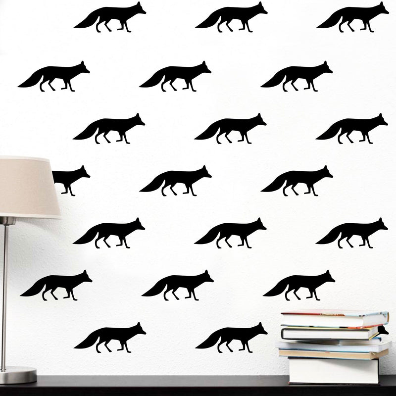 Set of 15 Vinyl Wall Art Decal - Fox Patterns - 2.Each - Stencil Adhesive Vinyl for Home Apartment Workplace Use - Cool Simple Shapes for Living Room Bedroom Decor (2.Each; Black) 3