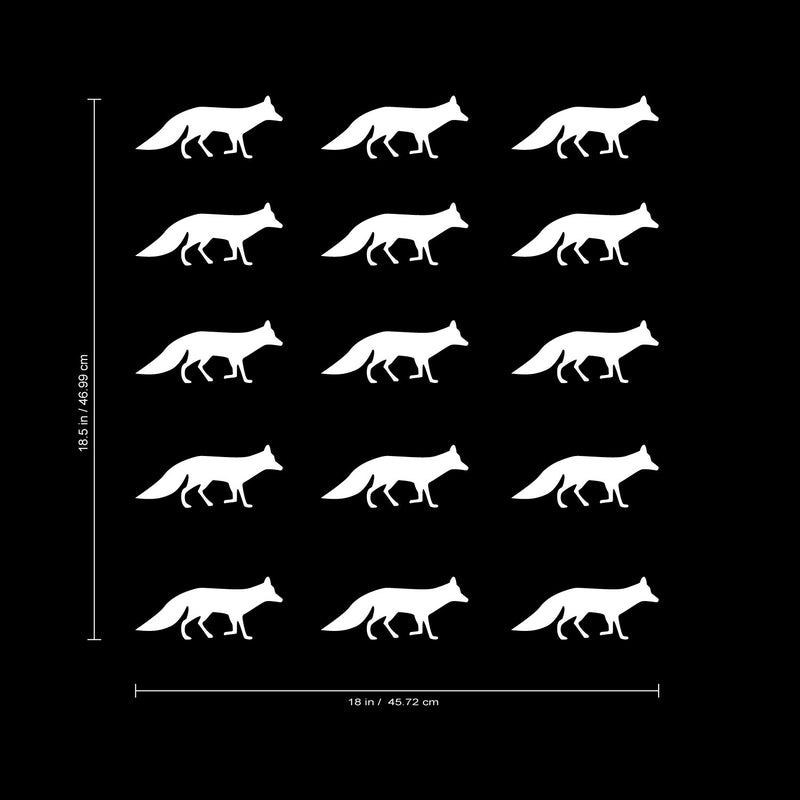 Set of 12 Vinyl Wall Art Decal - Fox Patterns - 2.2" x 5" Each - Stencil Adhesive Vinyl for Home Apartment Workplace Use - Cool Simple Shapes for Living Room Bedroom Decor (2.2" x 5" Each; White) 2