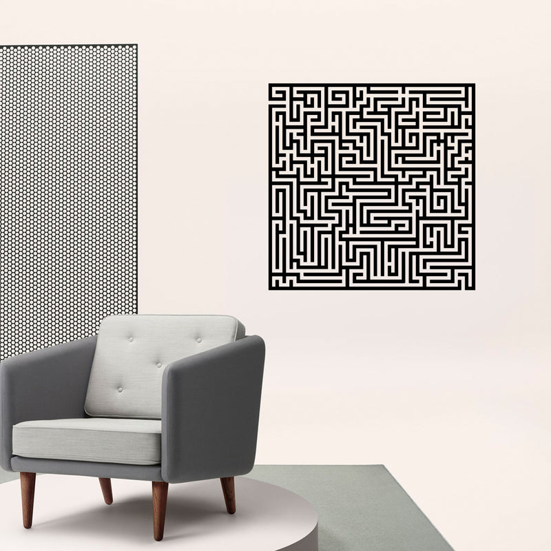 Vinyl Wall Art Decal - Labyrinth - Modern Contemporary Maze Design - Trendy Decor for Home Living Room Bedroom Office Workplace Peel Off Vinyl Stickers (23" x 23"; White) 3