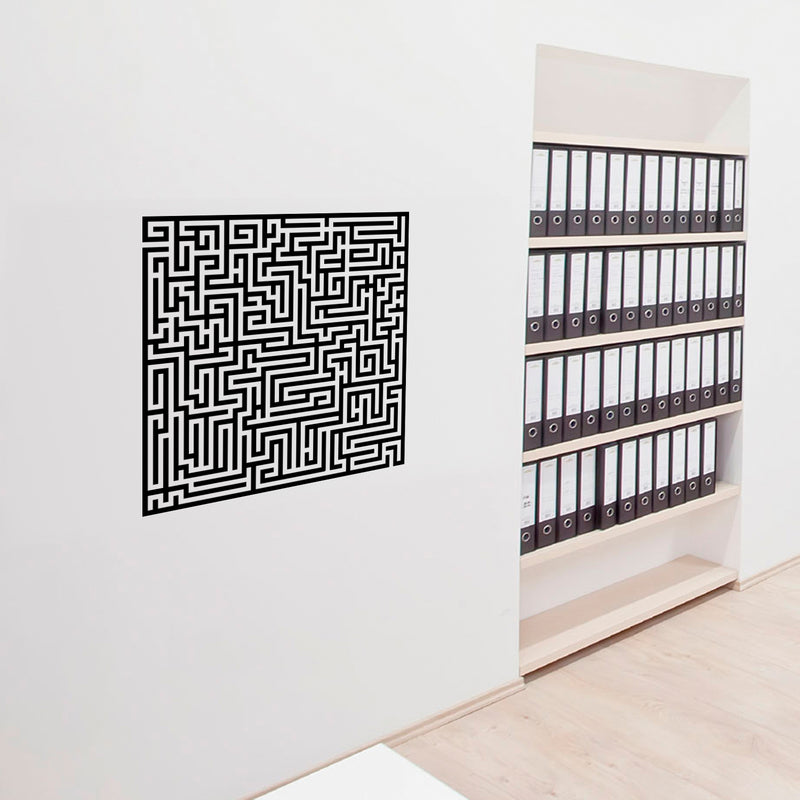 Vinyl Wall Art Decal - Labyrinth - Modern Contemporary Maze Design - Trendy Decor for Home Living Room Bedroom Office Workplace Peel Off Vinyl Stickers (23" x 23"; White) 2