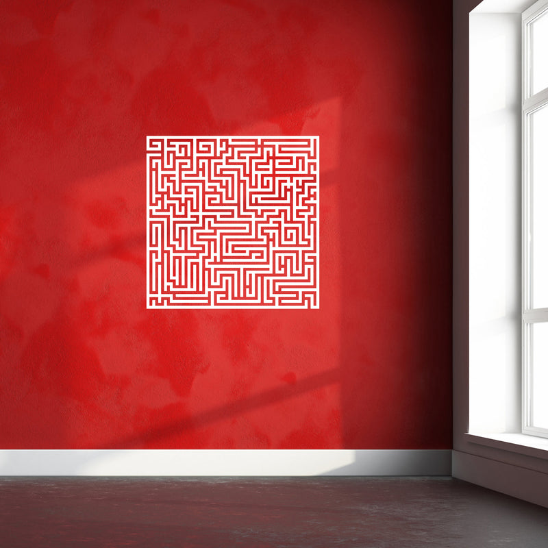 Vinyl Wall Art Decal - Labyrinth - 23" x 23" - Modern Contemporary Maze Design - Trendy Decor for Home Living Room Bedroom Office Workplace Peel Off Vinyl Stickers (23" x 23"; White) 3