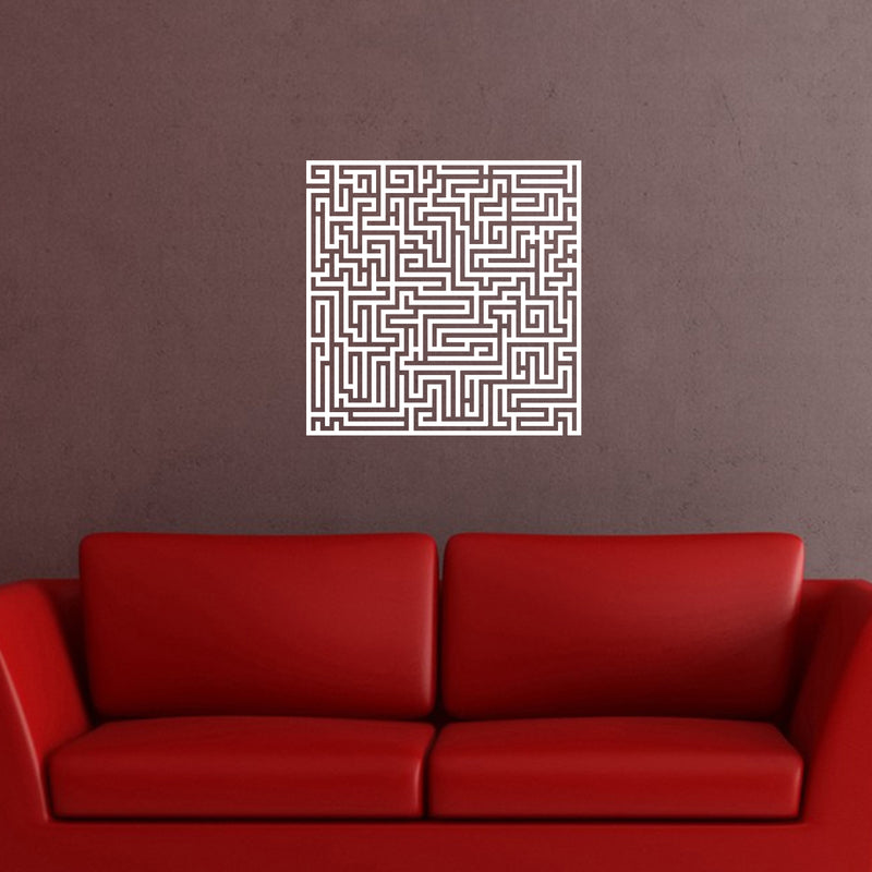 Vinyl Wall Art Decal - Labyrinth - 23" x 23" - Modern Contemporary Maze Design - Trendy Decor for Home Living Room Bedroom Office Workplace Peel Off Vinyl Stickers (23" x 23"; White) 2