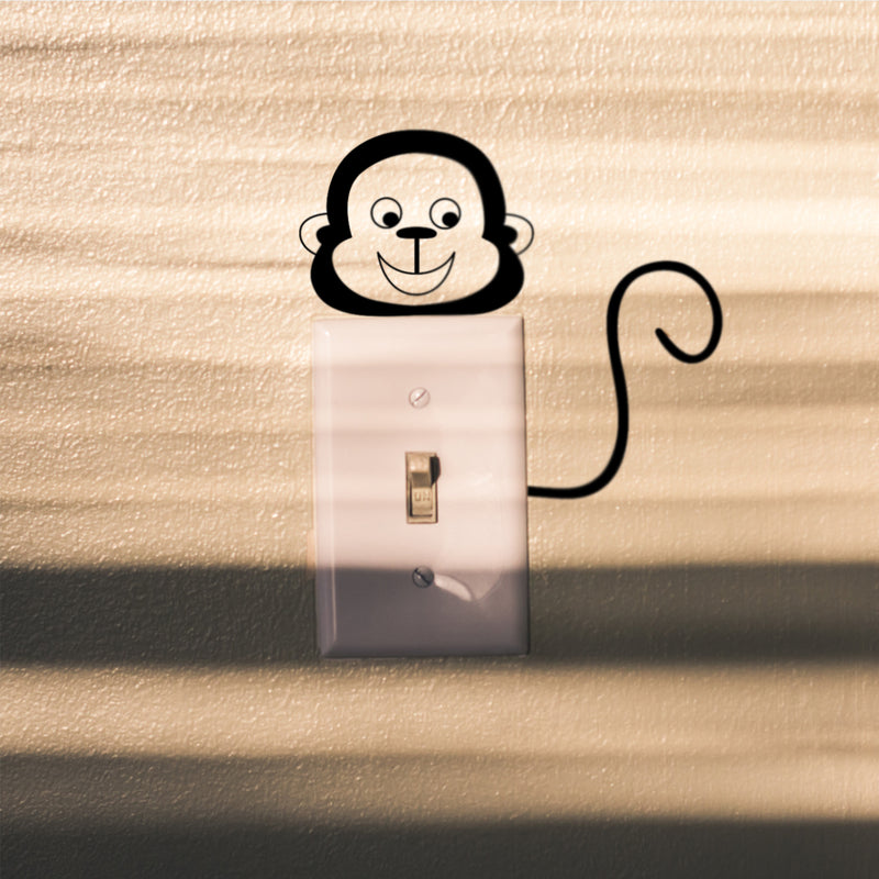 Vinyl Wall Art Decal - Little Monkey - 4" x 4.6" - Cute Animal Decor for Light Switch Window Mirror Luggage Car Bumper Laptop Computer Peel and Stick Skin Sticker Designs 1