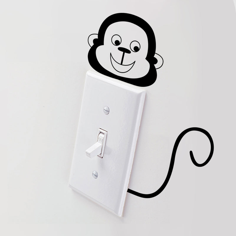 Vinyl Wall Art Decal - Little Monkey - 4" x 4.6" - Cute Animal Decor for Light Switch Window Mirror Luggage Car Bumper Laptop Computer Peel and Stick Skin Sticker Designs 2