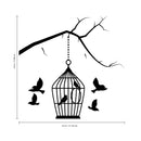 Vinyl Wall Art Decal - Tree Branch And Birdcage - 4. - Cute Animal Decor For Light Switch Window Mirror Luggage Car Bumper Laptop Computer Peel And Stick Skin Sticker Designs 4