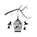 Vinyl Wall Art Decal - Tree Branch and Birdcage - 4.6" x 4.5" - Cute Animal Decor for Light Switch Window Mirror Luggage Car Bumper Laptop Computer Peel and Stick Skin Sticker Designs 1