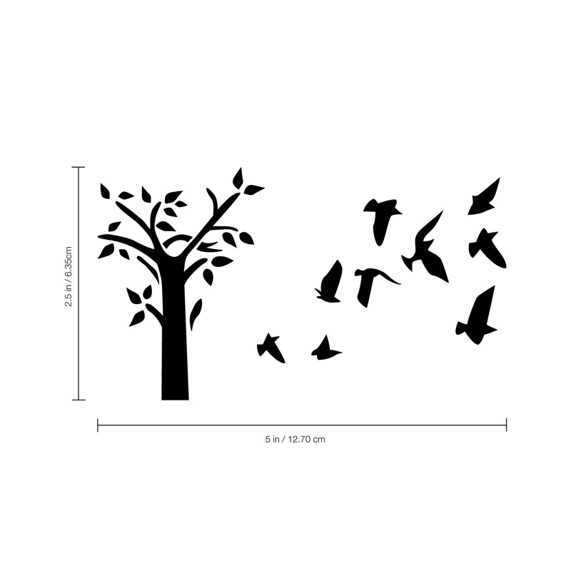 Vinyl Wall Art Decal - Tree And Birds - 2.- Cute Animal Decor For Light Switch Window Mirror Luggage Car Bumper Laptop Computer Peel And Stick Skin Sticker Designs 4