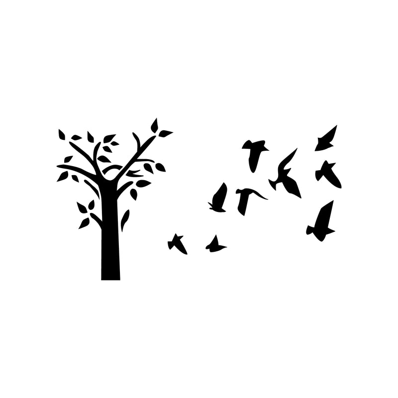 Vinyl Wall Art Decal - Tree and Birds - 2.5" x 5" - Cute Animal Decor for Light Switch Window Mirror Luggage Car Bumper Laptop Computer Peel and Stick Skin Sticker Designs 4