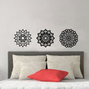 Vinyl Wall Art Decal - Set Of 3 Mandalas - 20" x 20" - Sticker Vinyl For Home Apartment Workplace Use - Beautiful Geometric Universe Symbol For Living Room Dorm Room Yoga Meditation (20" x 20"; Black) 1