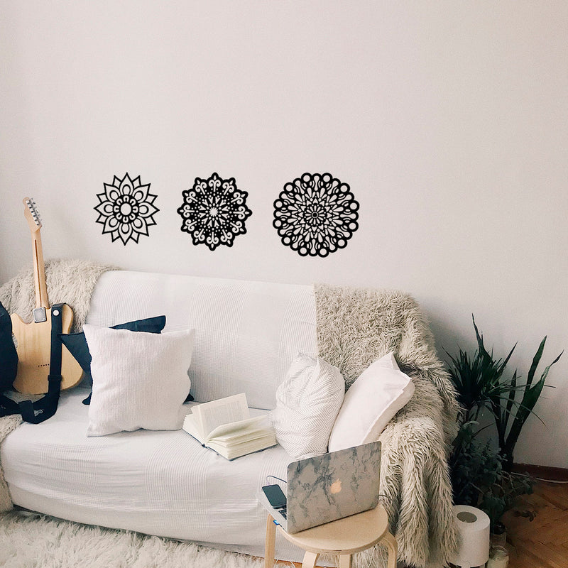 Vinyl Wall Art Decal - Set Of 3 Mandalas - Sticker Vinyl For Home Apartment Workplace Use - Beautiful Geometric Universe Symbol For Living Room Dorm Room Yoga Meditation 2