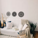 Vinyl Wall Art Decal - Set Of 3 Mandalas - 20" x 20" - Sticker Vinyl For Home Apartment Workplace Use - Beautiful Geometric Universe Symbol For Living Room Dorm Room Yoga Meditation (20" x 20"; Black) 2