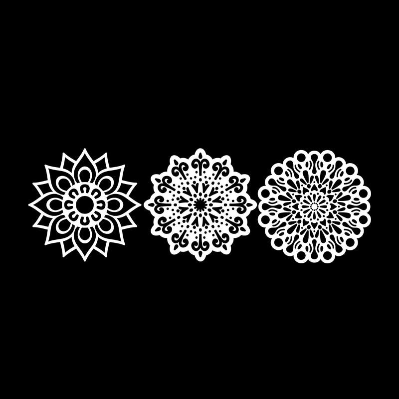 Vinyl Wall Art Decal - Set Of 3 Mandalas - 20" x 20" - Sticker Vinyl For Home Apartment Workplace Use - Beautiful Geometric Universe Symbol For Living Room Dorm Room Yoga Meditation (20" x 20"; White) 4