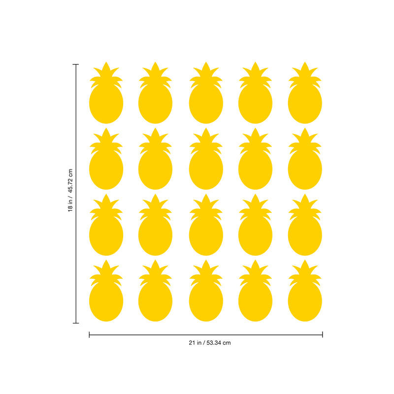 Set of 20 Vinyl Wall Art Decal - Pineapple Pattern - 4" x 2.7" Each - Fun Summer Stickers for Outdoor Indoor Use - Trendy Home Decor for Bedroom Dorm Room Apartment Wall Art (4" x 2.7" Each; Yellow) 4