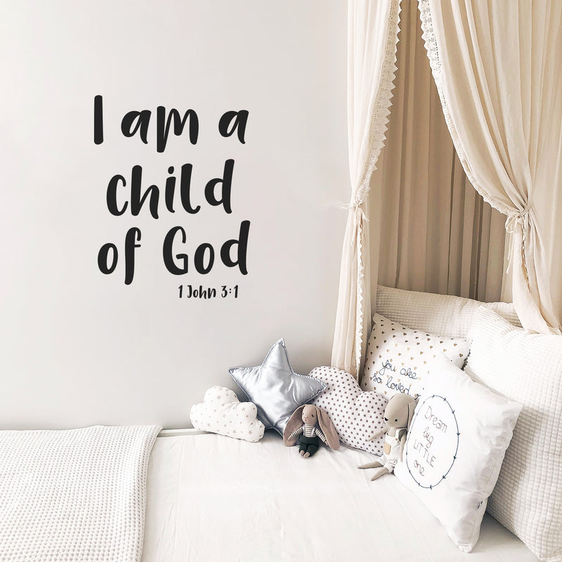 Vinyl Wall Art Decal - I Am A Child of God 1 John 3:1-30" x 23" - Religious Spiritual Faith Home Decor Wall Decals - Christianity Inspirational Words Bible Decorative Removable Stickers 1