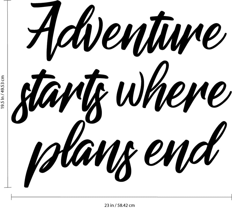 Vinyl Wall Art Decal - Adventure Starts Where Plans End - Inspirational Life Quotes - 19.5" x 23" - Apartment Living Room Wall Decor - Adventure Vacations Travel Stickers 4