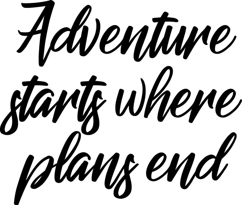 Vinyl Wall Art Decal - Adventure Starts Where Plans End - Inspirational Life Quotes - 19.5" x 23" - Apartment Living Room Wall Decor - Adventure Vacations Travel Stickers 1