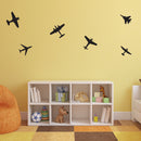 Set of 6 Vinyl Wall Art Decals - Airplanes Patterns - 5" x 5" Each - Cool Adhesive Sticker Shapes for Kids Toddlers Teens Bedroom Playroom Living Room Home Apartment Decorations 3