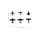 Set of 6 Vinyl Wall Art Decals - Airplanes Patterns - 5" x 5" Each - Cool Adhesive Sticker Shapes for Kids Toddlers Teens Bedroom Playroom Living Room Home Apartment Decorations 4