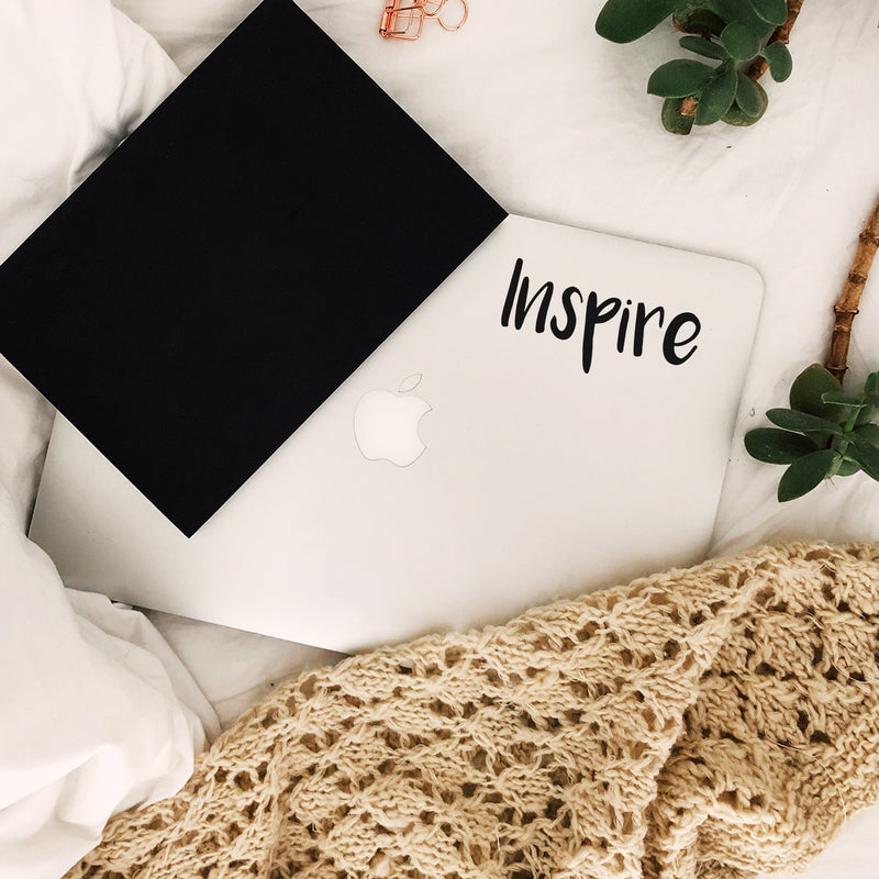 Vinyl Wall Art Decal - Inspire - 2.5" x 5" - Laptop Skin Inspiring Motivational Decal - Small Removable Waterproof Stencil Adhesive for Home Office Mirror Window Car Bumper Sticker 2