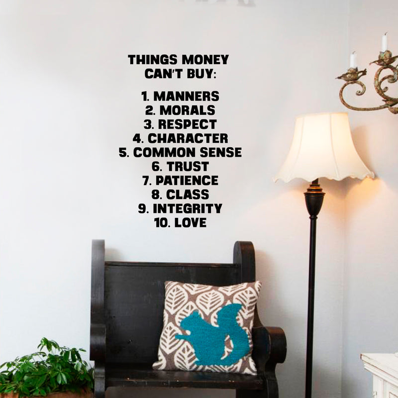 Vinyl Wall Art Decal - Things Money Can't Buy Morals Respect 18. Motivational Quote Living Room Bedroom Home Office Business School Wall Decor Door Mural - Trendy Modern Wall Sticker Decals 2