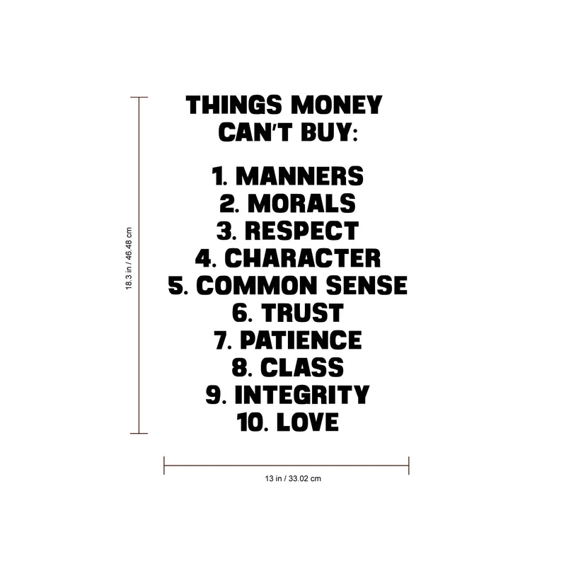 Vinyl Wall Art Decal - Things Money Can't Buy Morals Respect 18. Motivational Quote Living Room Bedroom Home Office Business School Wall Decor Door Mural - Trendy Modern Wall Sticker Decals 4