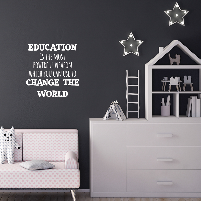 Vinyl Wall Art Decal - Education is the Most Powerful Weapon Which You Can Use to Change The World - 23" x 23" - Motivational Quote - Living Room Bedroom Home School Decor 3