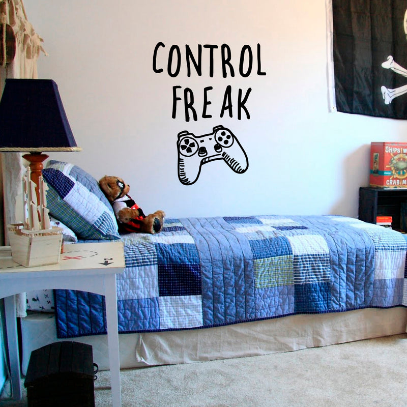 Vinyl Wall Art Decal - Control Freak - Gaming Accessory Decor For Boy Girl Teens Bedroom Adhesive Decor - Cool Game Room Peel And Stick Waterproof Sticker Design w 3