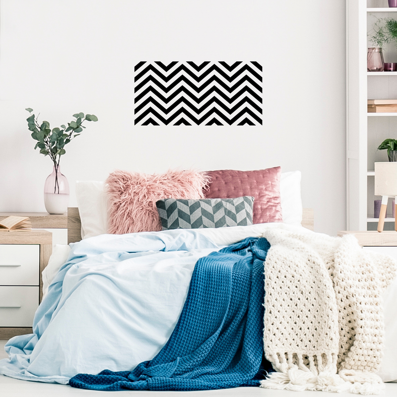 Vinyl Wall Art Decals - Chevron Stripes - 22.Cool Adhesive Sticker Pattern for Home Office Bedroom Nursery Living Room Apartment - Lifestyle Minimalist Chic Decor 2