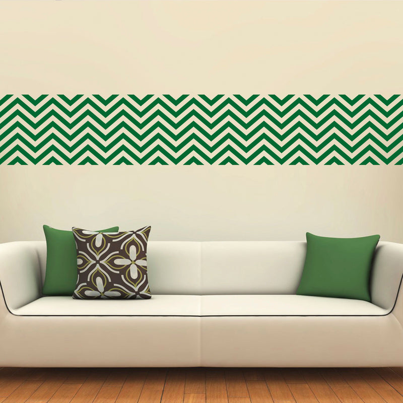 Vinyl Wall Art Decals - Chevron Stripes - 22.5" x 45"- Cool Adhesive Sticker Pattern for Home Office Bedroom Nursery Living Room Apartment - Lifestyle Minimalist Chic Decor (22.5" x 45"; Green) 2