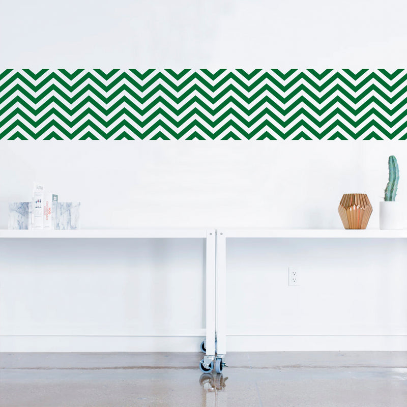 Vinyl Wall Art Decals - Chevron Stripes - 22.5" x 45"- Cool Adhesive Sticker Pattern for Home Office Bedroom Nursery Living Room Apartment - Lifestyle Minimalist Chic Decor (22.5" x 45"; Green) 3