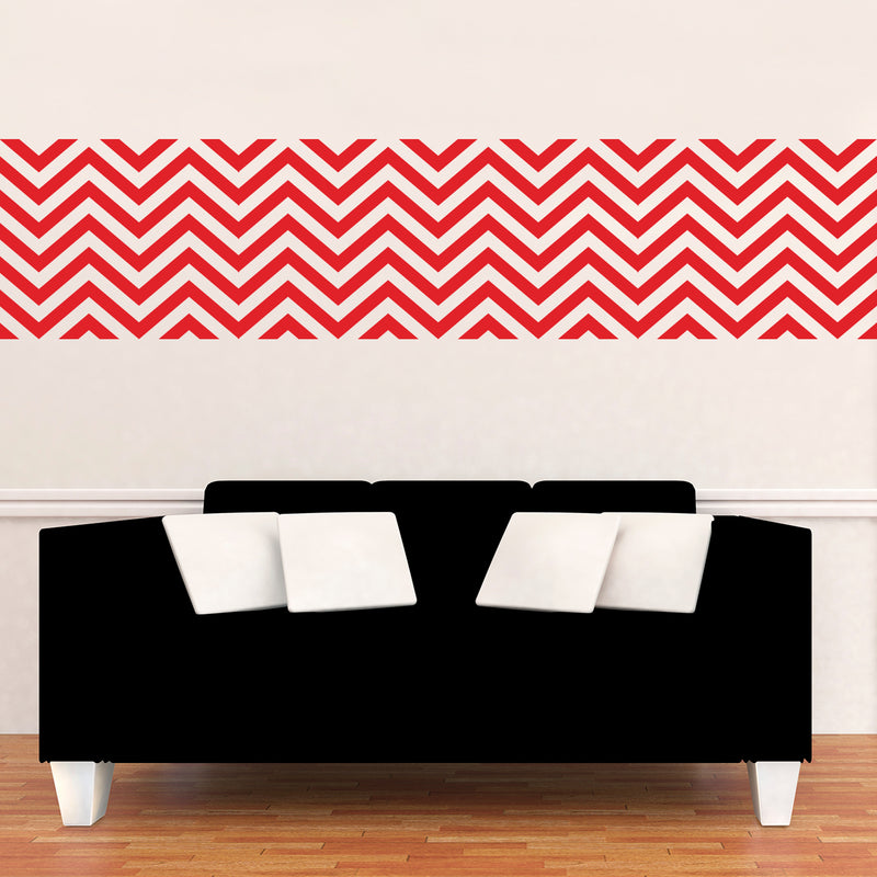 Vinyl Wall Art Decals - Chevron Stripes - 22.5" x 45"- Cool Adhesive Sticker Pattern for Home Office Bedroom Nursery Living Room Apartment - Lifestyle Minimalist Chic Decor (22.5" x 45"; Red) 2