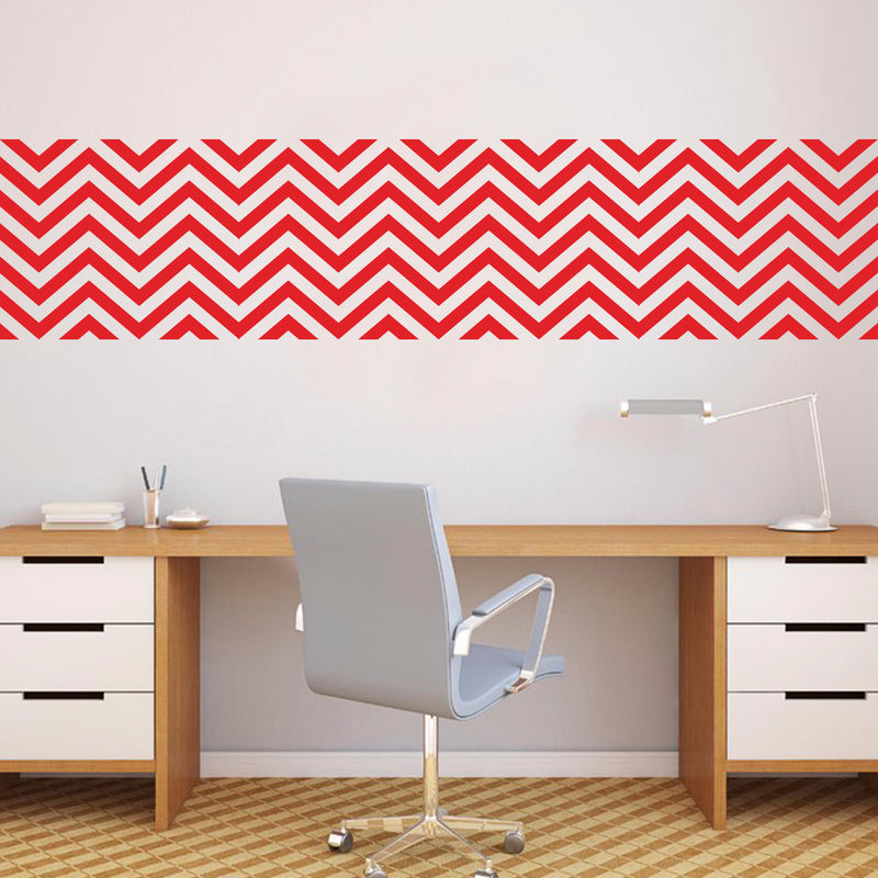 Vinyl Wall Art Decals - Chevron Stripes - 22.5" x 45"- Cool Adhesive Sticker Pattern for Home Office Bedroom Nursery Living Room Apartment - Lifestyle Minimalist Chic Decor (22.5" x 45"; Red) 4