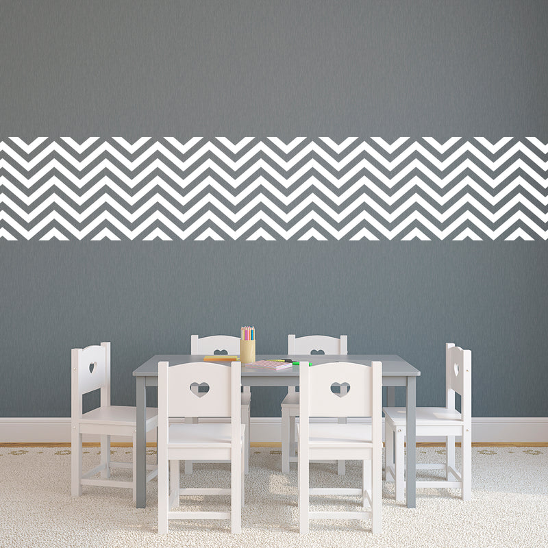 Vinyl Wall Art Decals - Chevron Stripes - 22.5" x 45"- Cool Adhesive Sticker Pattern for Home Office Bedroom Nursery Living Room Apartment - Lifestyle Minimalist Chic Decor (22.5" x 45"; White) 2