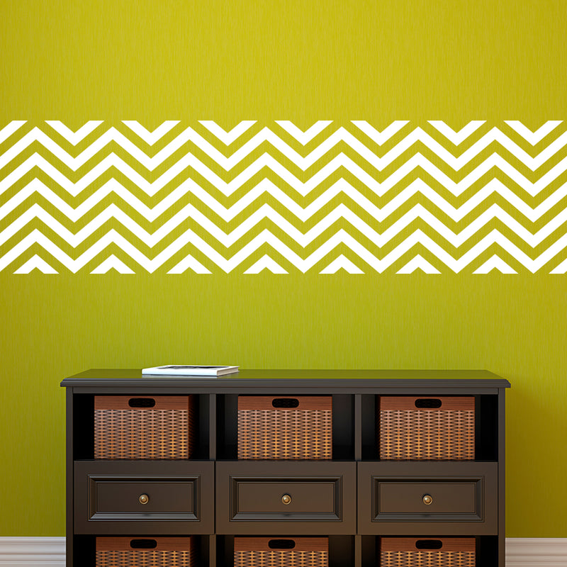 Vinyl Wall Art Decals - Chevron Stripes - 22.5" x 45"- Cool Adhesive Sticker Pattern for Home Office Bedroom Nursery Living Room Apartment - Lifestyle Minimalist Chic Decor (22.5" x 45"; White) 3