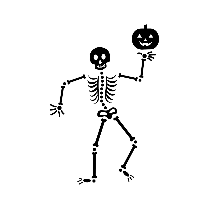 Vinyl Wall Art Decal - Happy Skeleton - 34" x 23" - Fun Spooky Halloween Seasonal Decoration Sticker - Kids Teens Adults Indoor Outdoor Wall Door Window Living Room Office Decor (34" x 23"; Black) 1