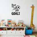 Wall Art Vinyl Decal - Shoot For Your Goals - Unisex Kids Little Boys Bedroom Soccer Decoration Sticker - Children's Indoor Outdoor Play Room Closet Door Classroom Daycare Sign 2